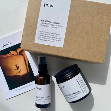 Aromatherapy Self - Care Kit | EMOTIONAL RESCUE ~ Calm | Relax | Meditate - Poet Botanicals